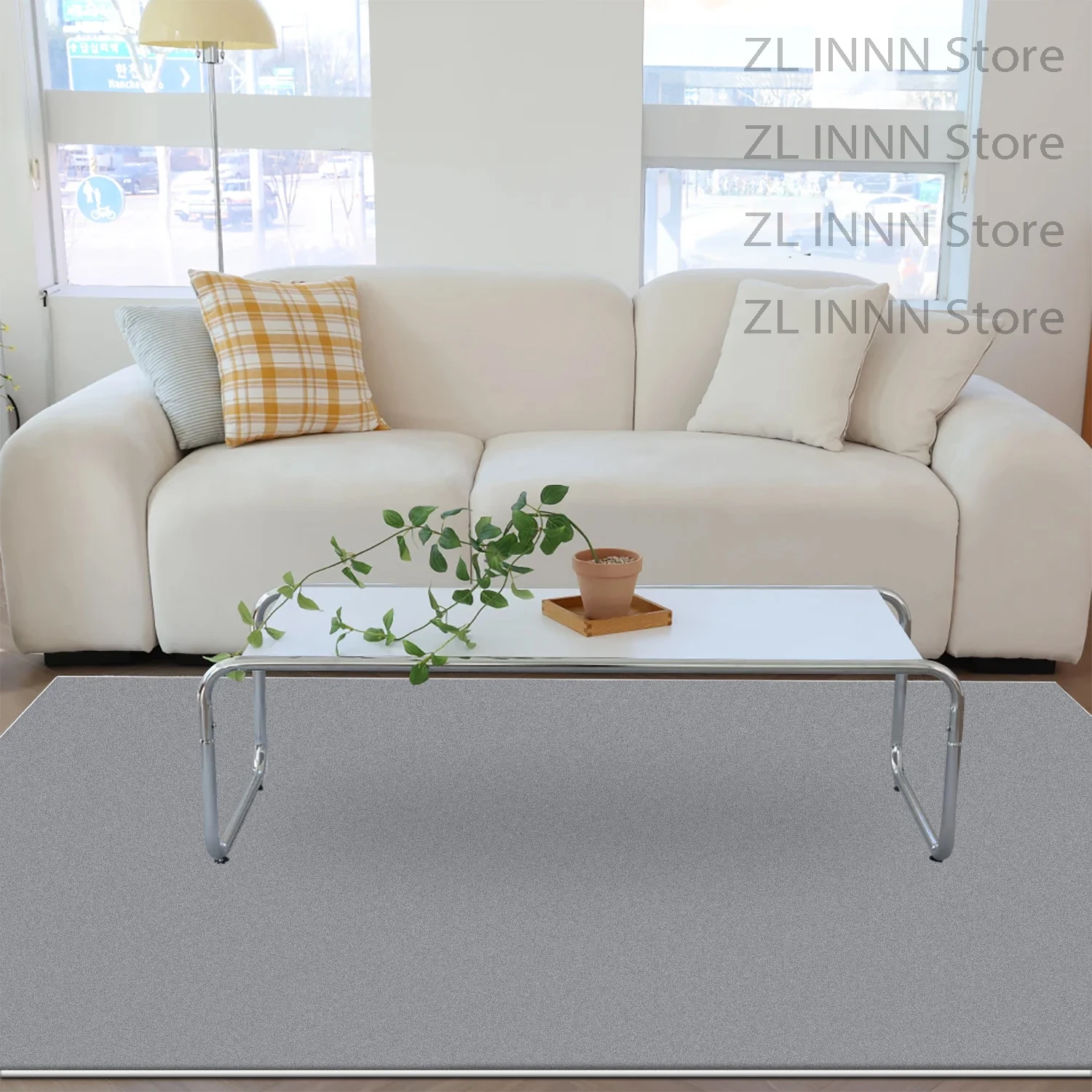 Modern Plain Colour Living Room Carpet Minimalism Decoration Bedroom Cloakroom Non-slip Rug Sofa Area Plush Floor Mat Washable