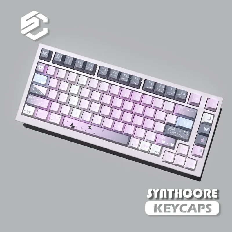 

【Interstellar Fluctuation】Колпачки для механической клавиатуры PBT Twilight Butterfly Grayish Pink