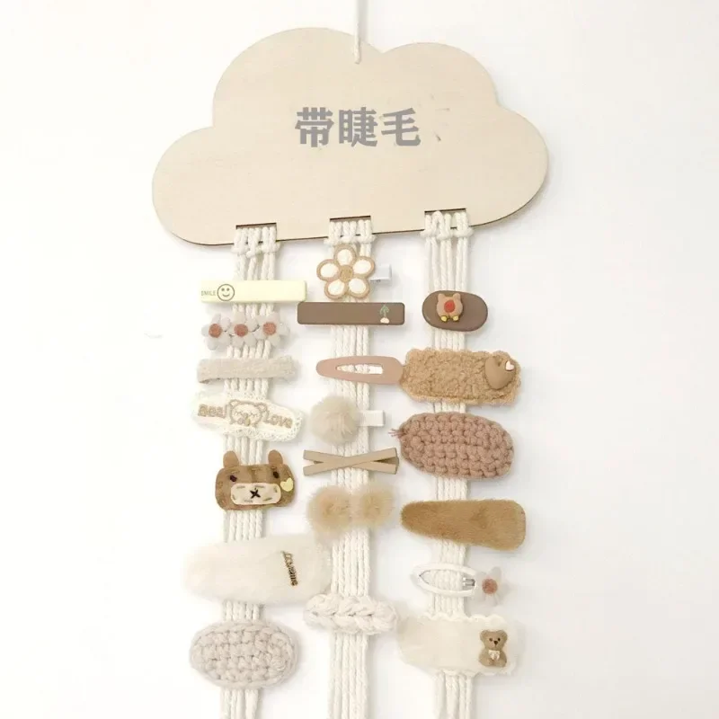 INS Nordic Wooden Cloud Baby Hair Clips Holder Princess Girls Hairpin Hairband Storage Pendant Jewelry Organizer Wall Ornaments