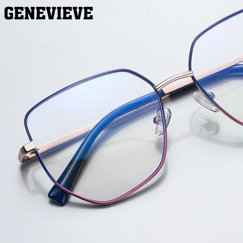 نظارات GENEVIEVE المعدنية الهندسية الناضجة المخصصة للنساء من قبل وصفة طبية لمكافحة اللونية الزرقاء في ستة ألوان PFD3093 #3