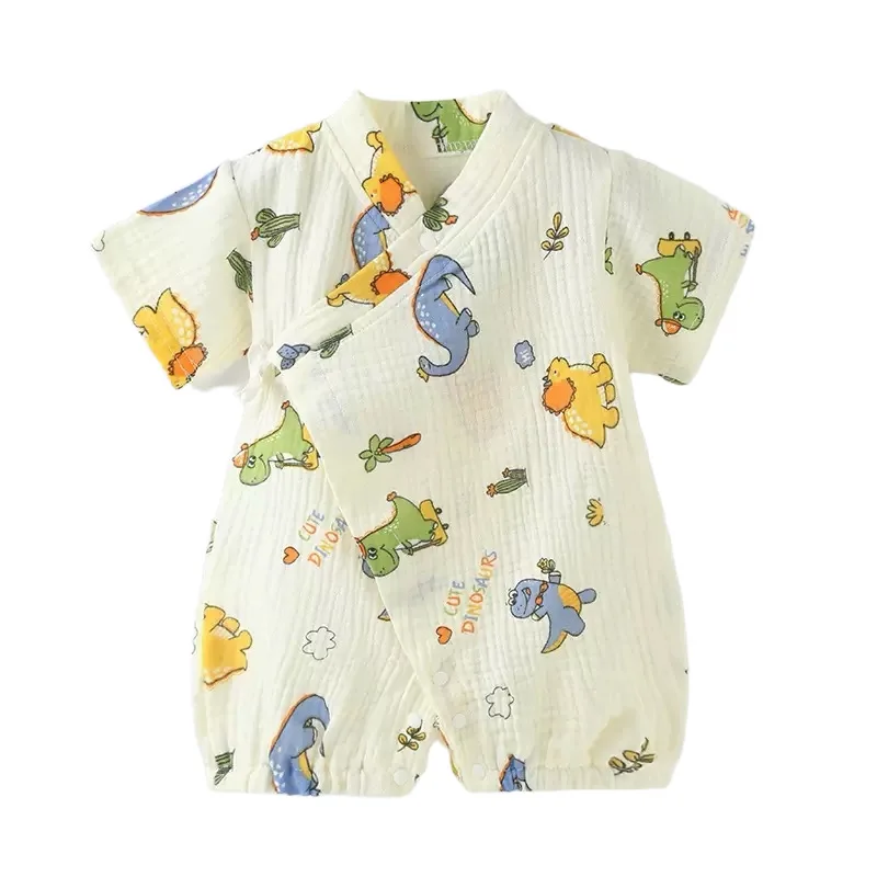 Baby Summer Jumpsuit Newborn Muslin Cotton Soft Short Sleeve Romper Infant Girls Boys Clothes 0-2 Years