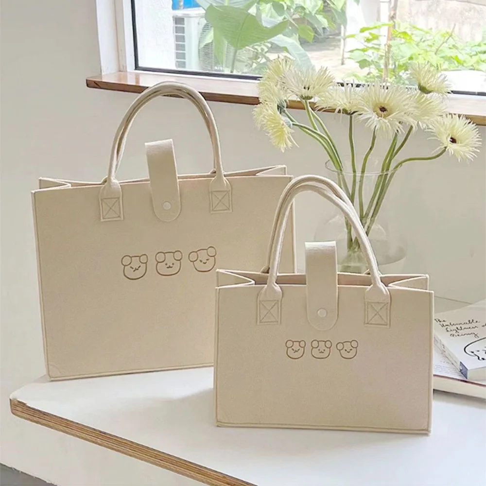 Bear Linen Tote Bag Female Outing Hand Bag 2024 Internet Celebrity Ins Japanese Small Shoulder Bag Student Shoulder Bag Trend