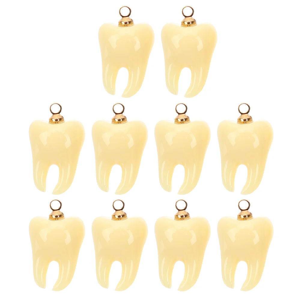 

10 Pcs Tooth Shape Pendant Charms for DIY Resin Small False Teeth Mini Decorative Jewelry Novelty