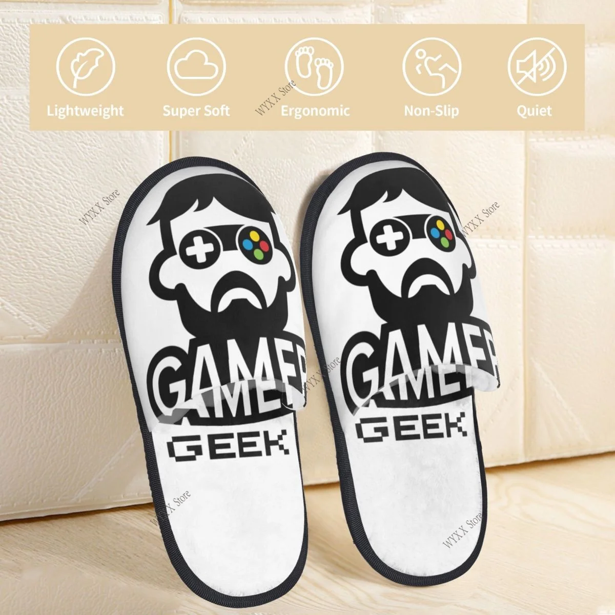 شبشب فرو للنساء والرجال، شباشب شتوية دافئة منفوشة، أحذية منزلية لوحدة التحكم في الألعاب #4