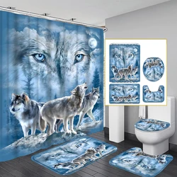 1/4 Piece Shower Curtain Set, Waterproof Bathroom Partition Curtain with Hooks, Anti-Slip Bath Rug, U Shape Mat, Toilet Seat Cov