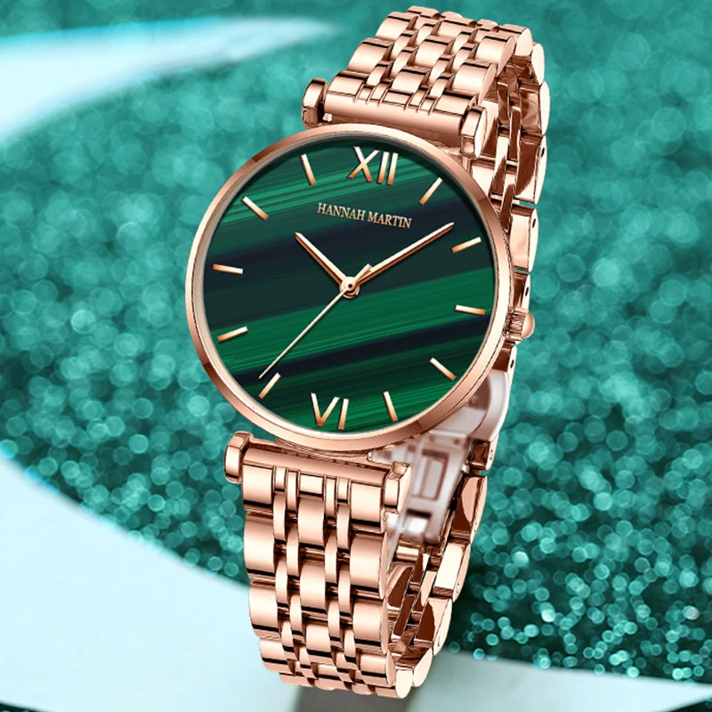 Luxury Ladies Watch Japan Original Movement 36mm Stainless Steel Strap Waterproof Green Dial Elegant Women\'s Watch Quartz Wrist