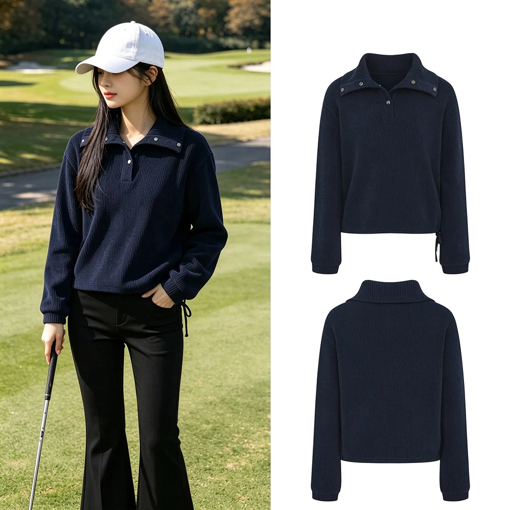 2026 Autumn Winter New Women Golf Sweatshirt Slim Fit Versatile Warm Long Sleeve Sports Outerwear