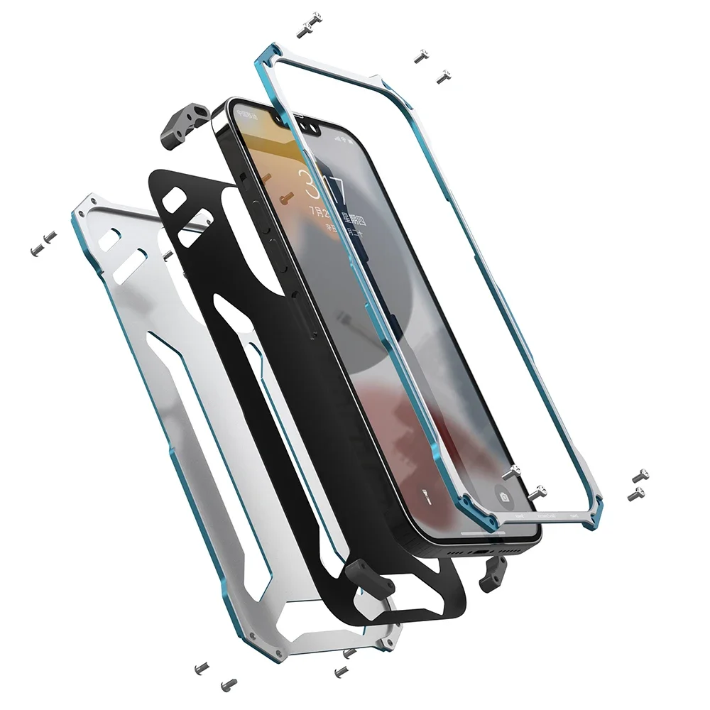 

Luxury Auminum Alloy Metal Armor Case for iPhone 16 Pro Max XR XS Max 15 14 Pro 13 Mini 13 Plus Shockproof Defender Cover