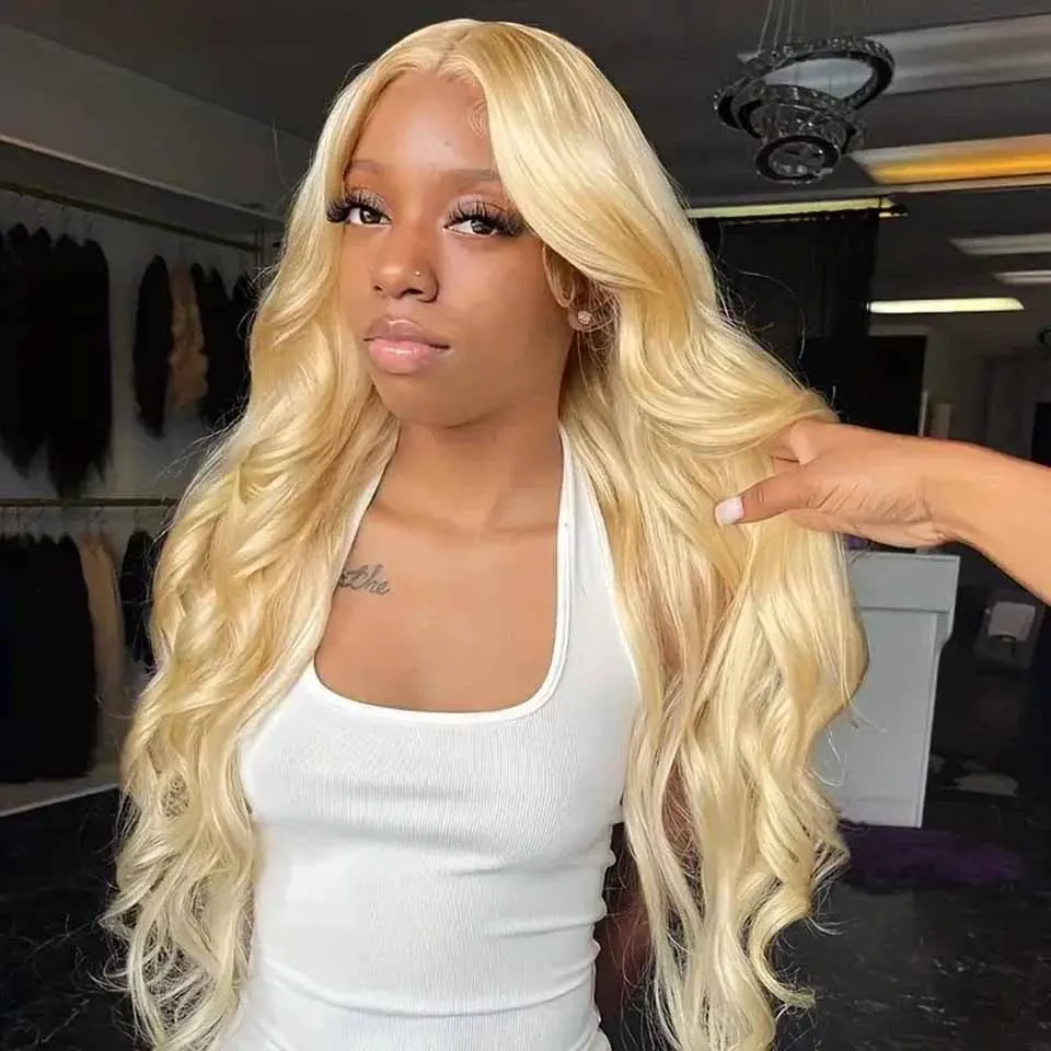 

Lumiere 30 Inch 613 Honey Blonde Color Wig HD Transparent Body Wave 13x4 Frontal Human Hair Wig For Women Brazilian 4x4 Lace Wig