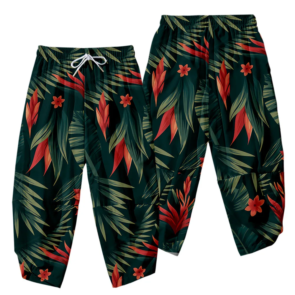 

Spring Men Casual Hip Hop Streetwaer Sport Harem Baggy Pants Harajuku Fashion Green Floral Print Joggers Trousers