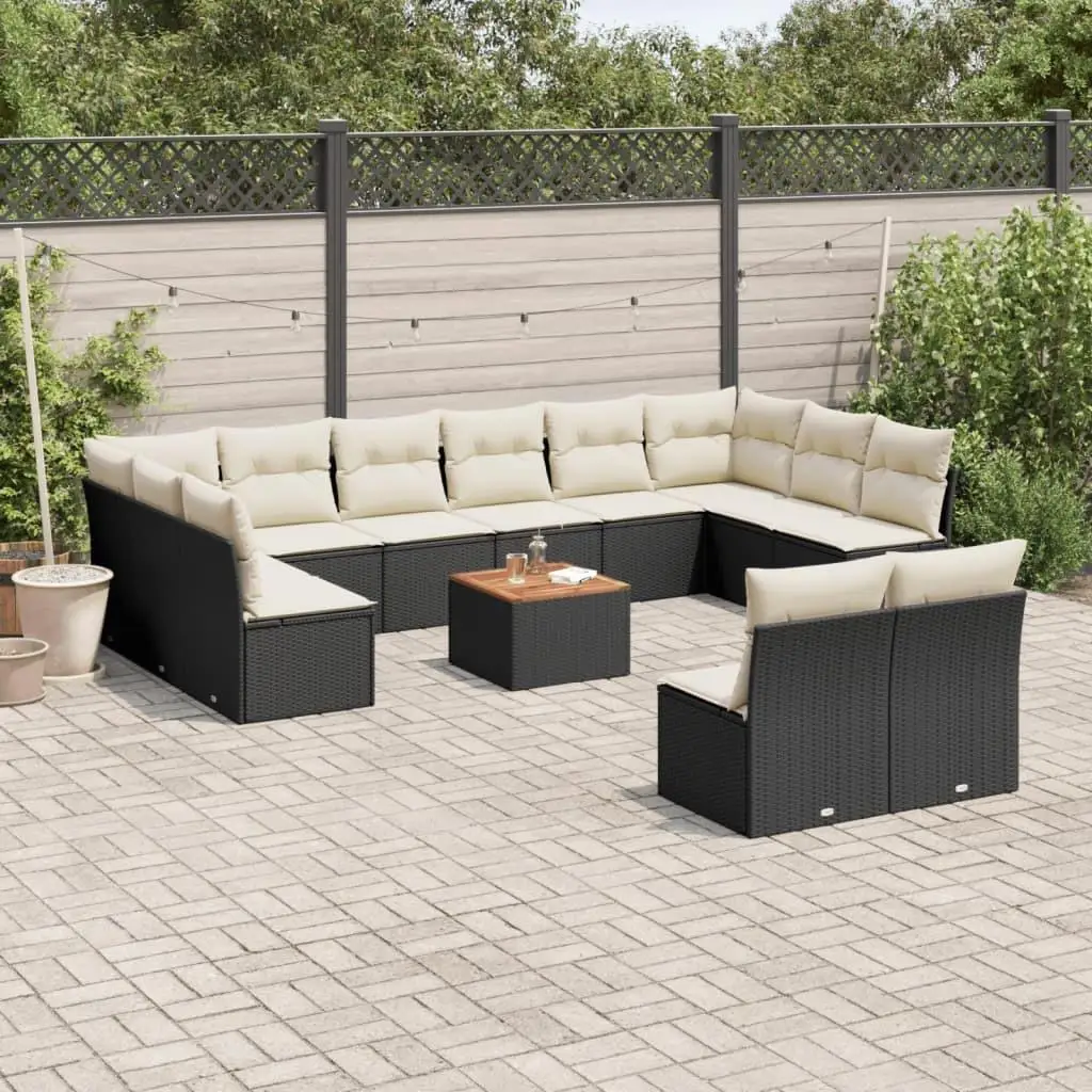 

Elegant Black and Cream Garden Sofa Set Comfortable Outdoor Seating with Cushions for Patio and Balcony Stylish Design
