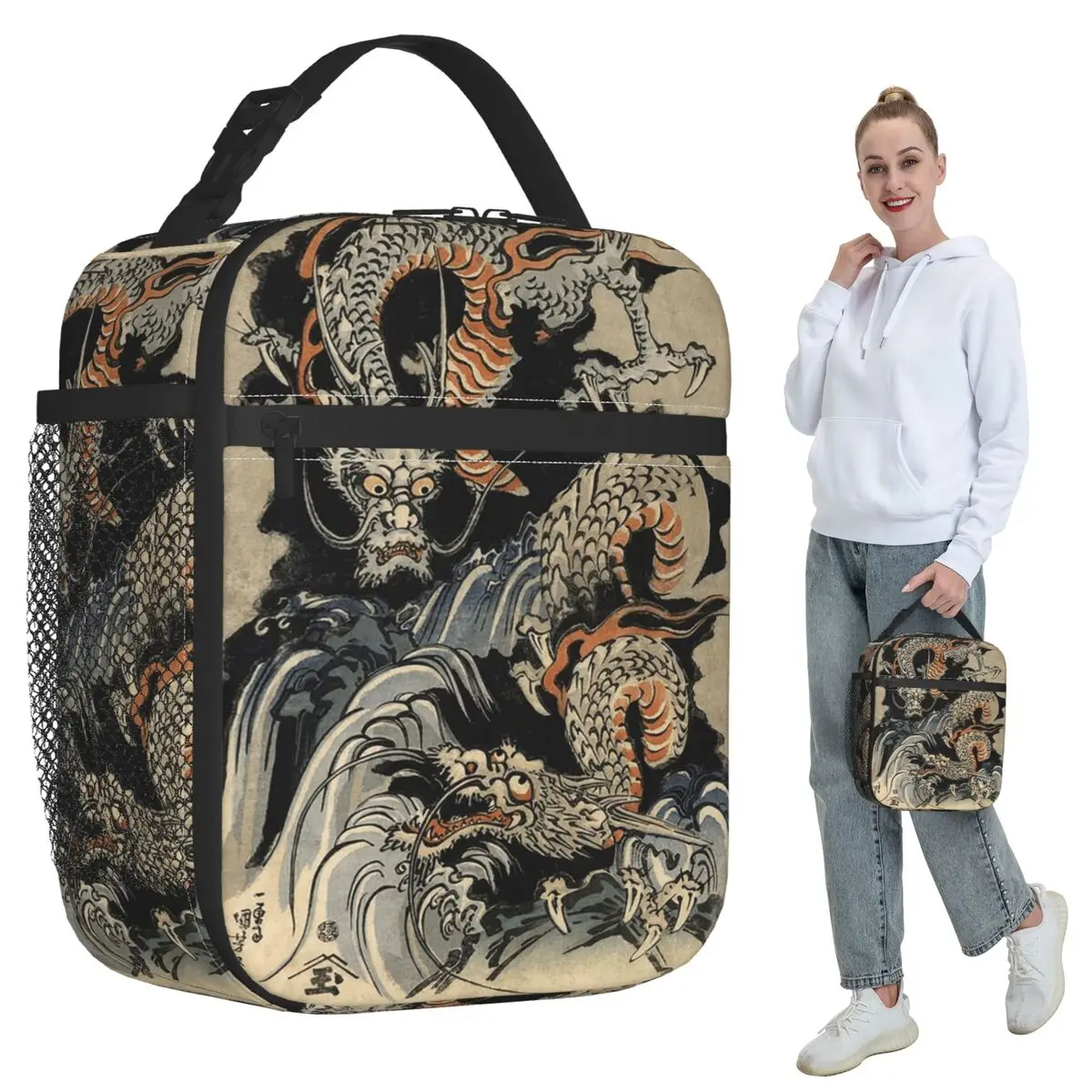 Utagawa Kuniyoshi - Dragons Insulated Lunch Bag for Women Office Cooler Thermal Food Box Tote Portable Lunch Boxes Container