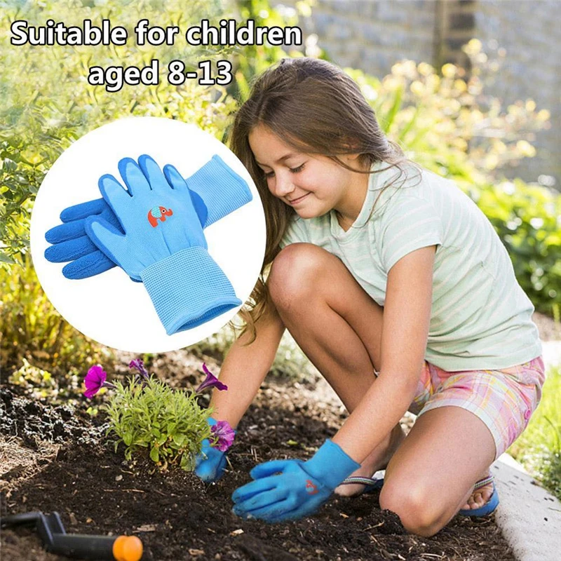 Guanti da giardinaggio per bambini guanti da giardino per bambini rivestiti in Nitrile per bambini bambine ragazzi lavoro manuale per giovani