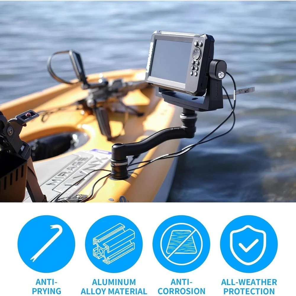 قفل صياد السمك، عبوتان من قفل رسم بياني لصيد الأسماك من الألومنيوم البيضاوي لتأمين وحدة الصيد إلى حامل Gimbal لـ Garmin وHumminbird وLowranc #5