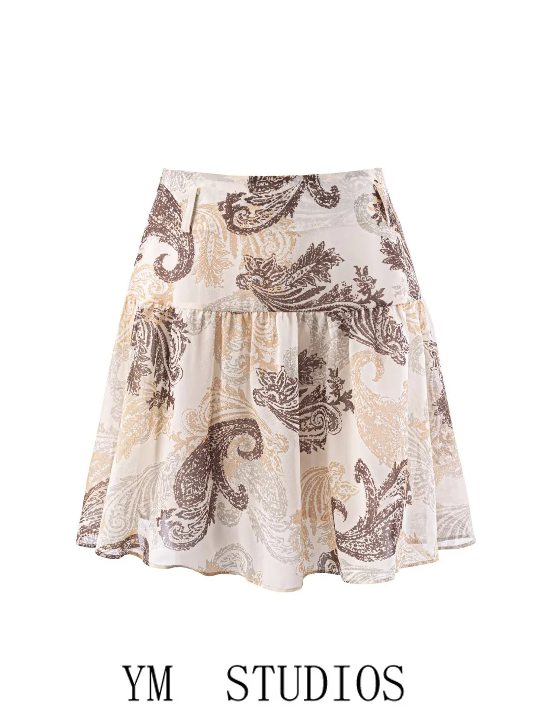 High Waist A-Line Skirt Women's Fashion Slimming Print Versatile Summer Short Skirt Polyester Fiber Zipper Style