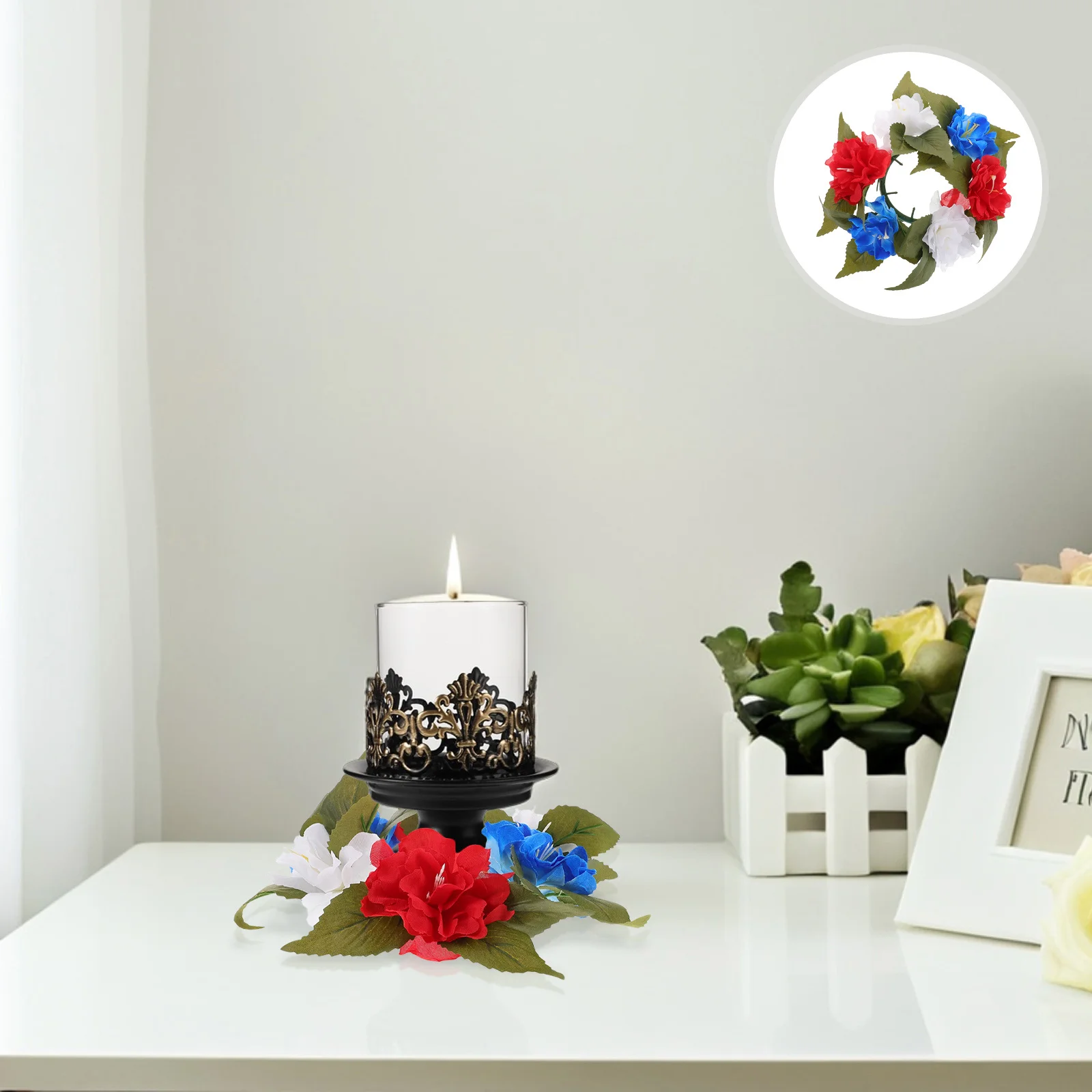 

Artificial Flower Wreath Realistic Round Shape Floral Centerpiece for Party Wedding Table Decoration Wreath Rings