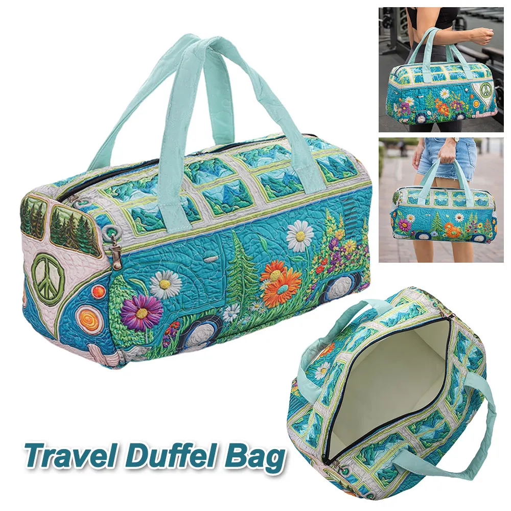

Adjustable Strap Quilted Duffle Bag 3D Quilting Craft Tote Bags Short-distance Handbag Large Capacity Travel Duffel Bag