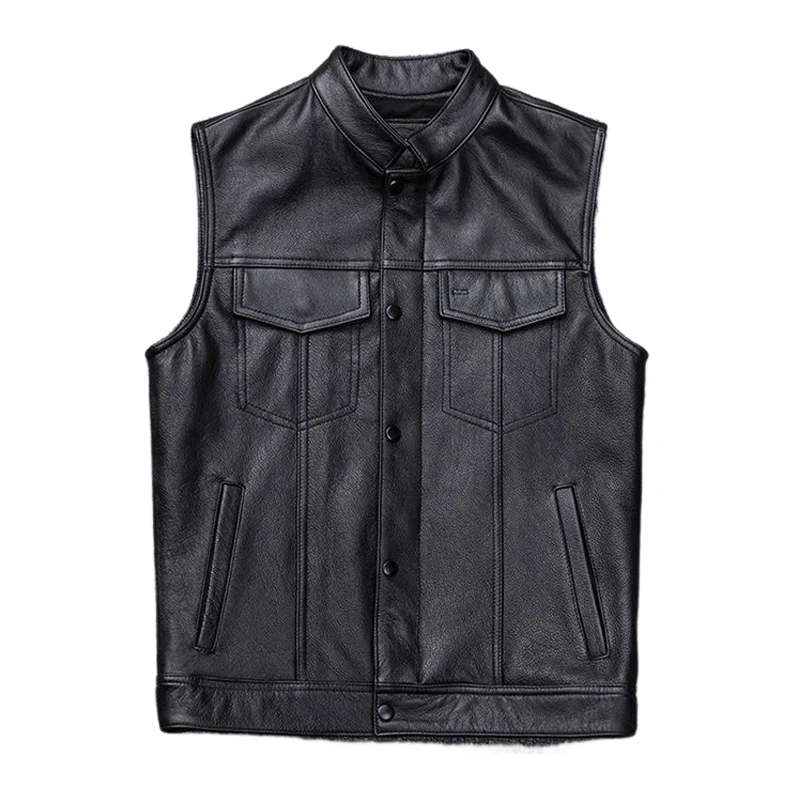 Men Leather Vest Jacket Slim Fit Spring Autumn Fashion Streetwear Motorcycle Biker Punk Classic Black PU Sleeveless Waistcoat