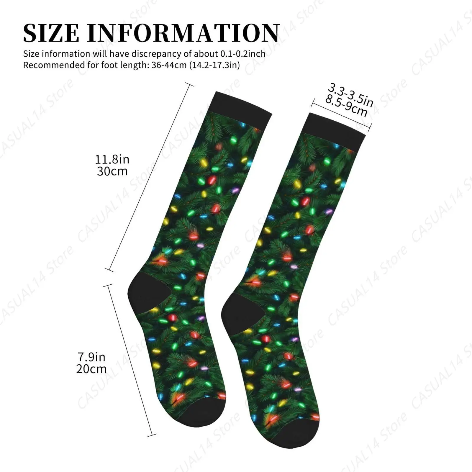 Christmas Light Compression Socks Knee High Support Socks For Women Men Circulation Stockings For Athletic Running Cycling
