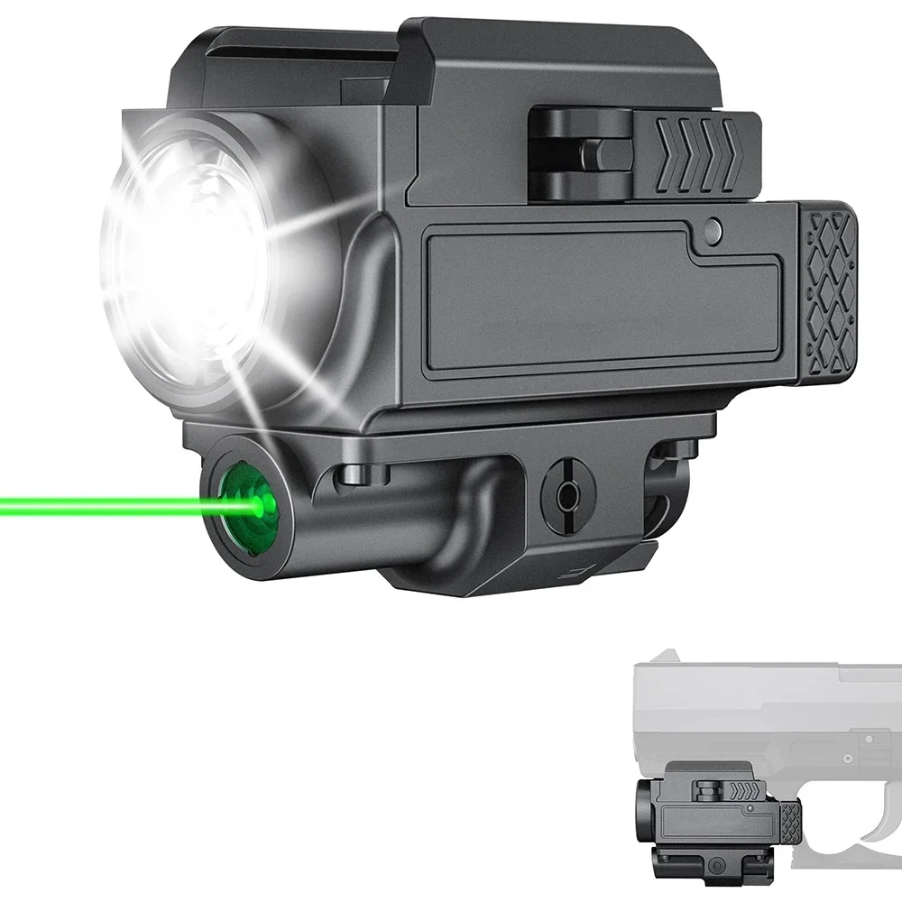 Richfire Green Laser & Flashlight Combo 800 Lumens Weapon Gun Light Compact USB Rechargeable Quick Release Gun Torch