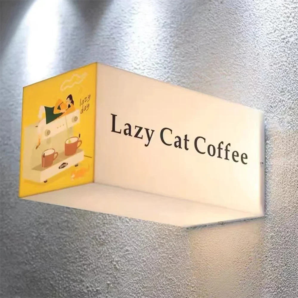 Custom LED Light Box Store front Sign Business logo Light BOX Blade Outdoor LED Light Box Double Sided Projecting Light Box Sign