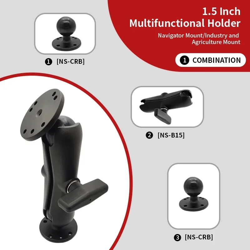 Raymarine 잠자리 시리즈용 더블 볼 마운트, 15cm 암 포함, 원형 플레이트 포함, 램 마운트와 호환 가능, 1.5 인치