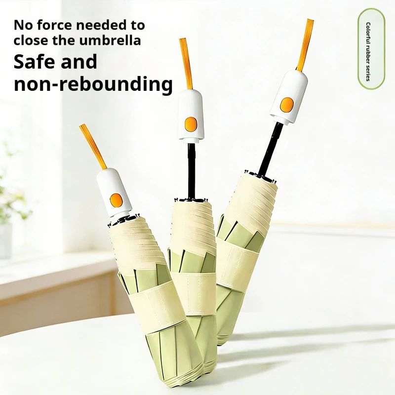 Eight Bone Automatic Safety Section Harvesting Sun Protection, UV Protection, Colored Rubber Sun Umbrella, Three Fold Umbrella