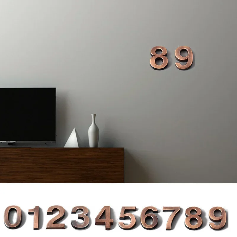 3D Self Adhesive house number Apartment door address sticker Tag silver Street Hotel Office door label name plate Sign Mailbox