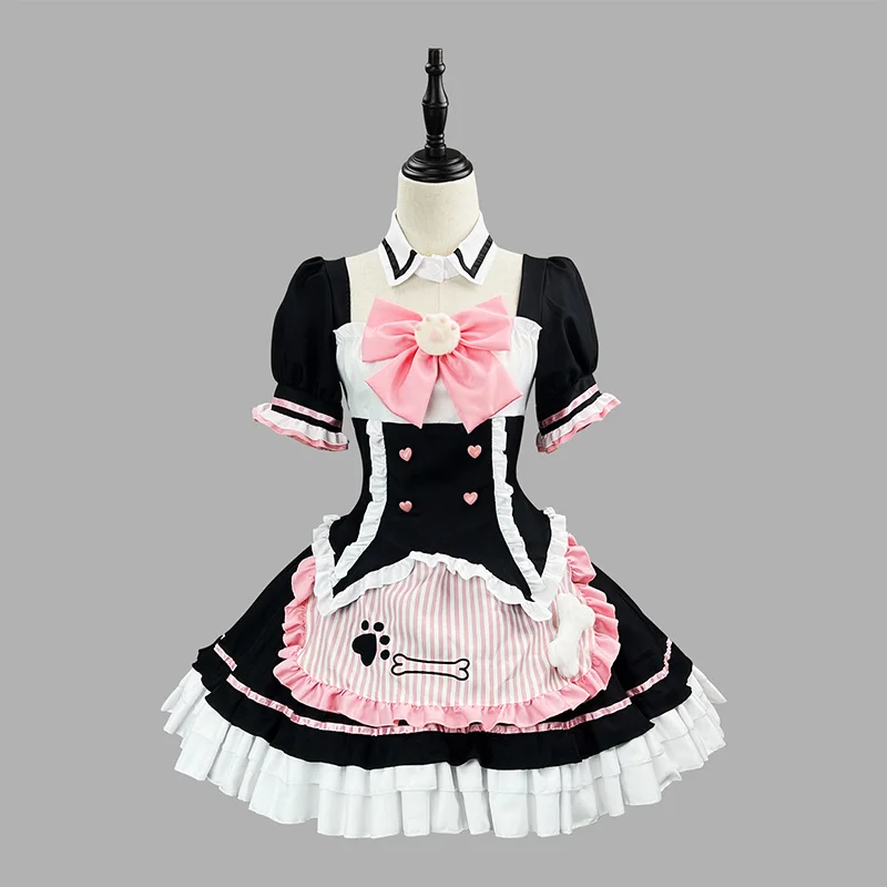 S-5XL Cute Lolita Cat Maid Dress Ruffle Short Sleeve NEKOPARA Cosplay for Neko Girls Woman Waitress Outfit Party Stage Costume view 4