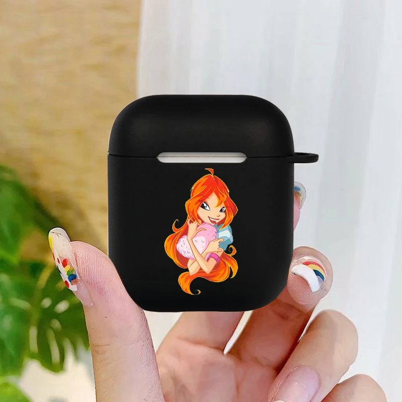 Cute Girl Winx catoon Clubs Soft silicone TPU Case For AirPods Pro2 1 2 3 Black Silicone Wireless Bluetooth Earphone Box Cover