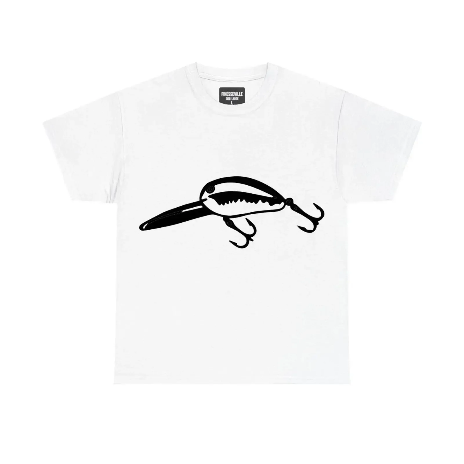 Fishing Lure Silhouette Crankbait Treble Hook Angler T Shirt vintage Washed Stretched Stylish Slightly Top For Everyday Wear