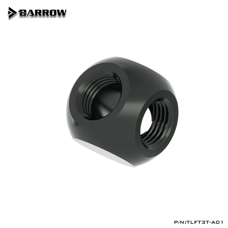 Barrow Water Cooling Cube Tee Triple T Splitter Fitting F-F,G1/4''X3 Transfer Adapter Connector, 3 Colors TLFT3T-A01