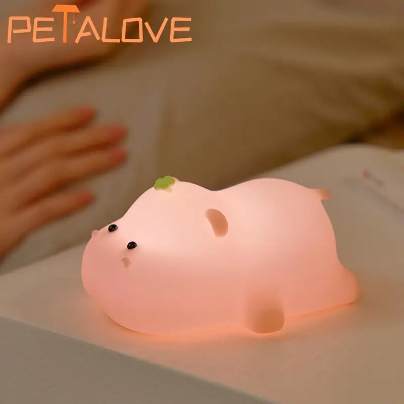 bebê silicone luz noturna luz suave proteção para os olhos q-versão design animal adorável presente de aniversário trabalho leitura companheiro