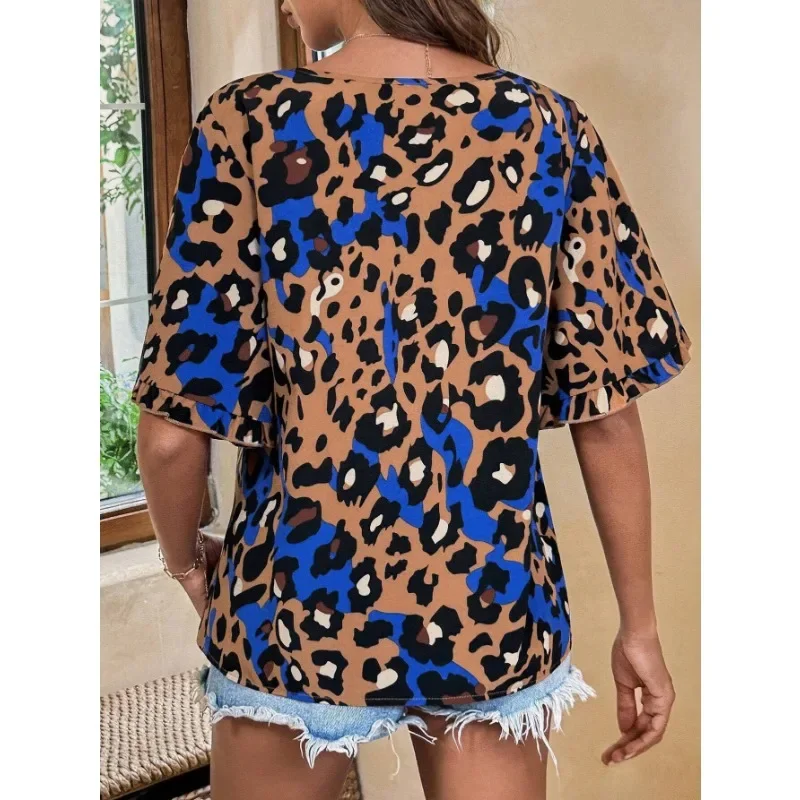 Bluzka damska plus size 1XL-5XL, nowa kolekcja, z losowym nadrukiem, codzienna, prosta koszula z krótkim rękawem do noszenia na co dzień.