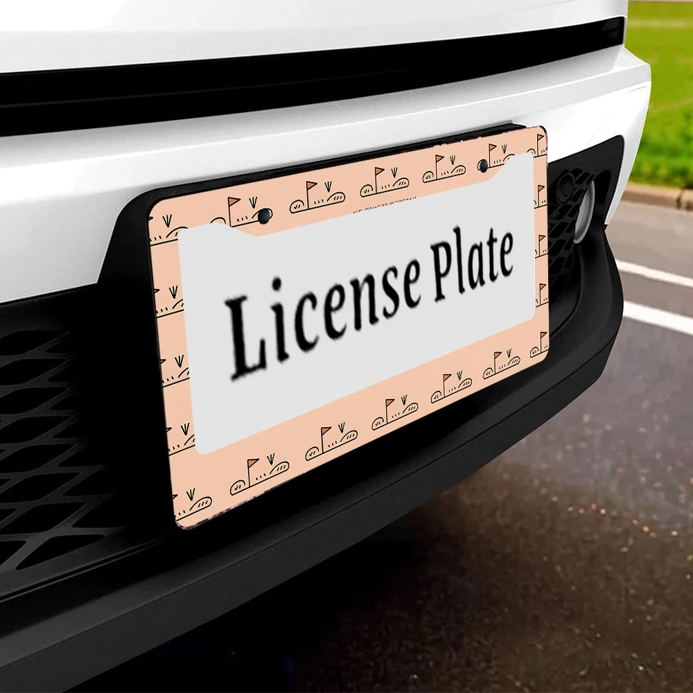 1 قطعة ريترو الوردي جولف العلم نمط 2-Hole إطار لوحة الترخيص ، مادة الألومنيوم ، 6x12 بوصة مع مجموعة المسمار ، فريد سيارة الديكور