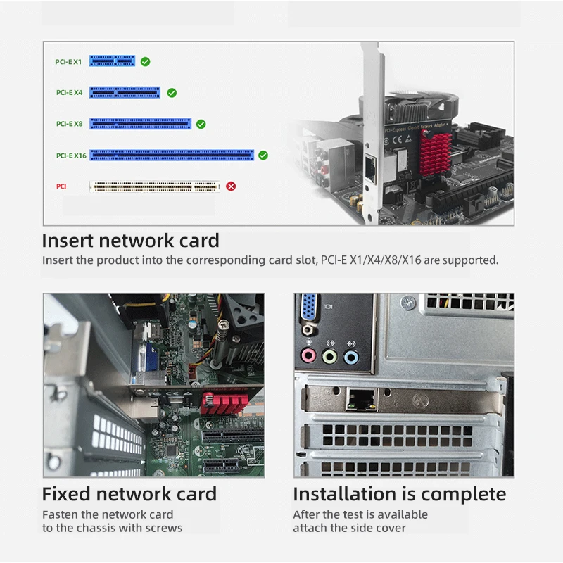 PCi Expressイーサネットネットワークカード,lanアダプター,デスクトップチップ,intel i225v,2.5gbps,ギガビットイーサネットイーサネットネットワーク,pcie,rj45