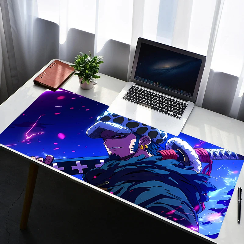 Mouse pad de borracha para laptop, tapete de mesa estendido para computador gamer, peça única, trafalgar law, mousepad, pc, acessórios para jogos, teclado