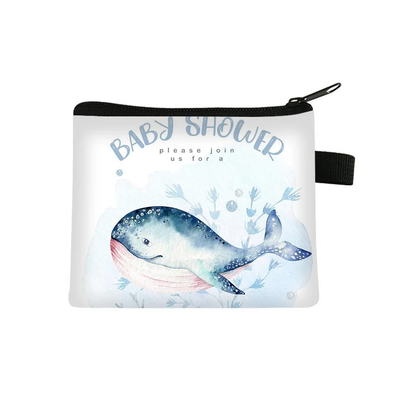 Arrival Ocean Fish Coin Purse Children's Fashionable White Printed Card Bag Primary School Students Cute Storage Bag  Wallet
