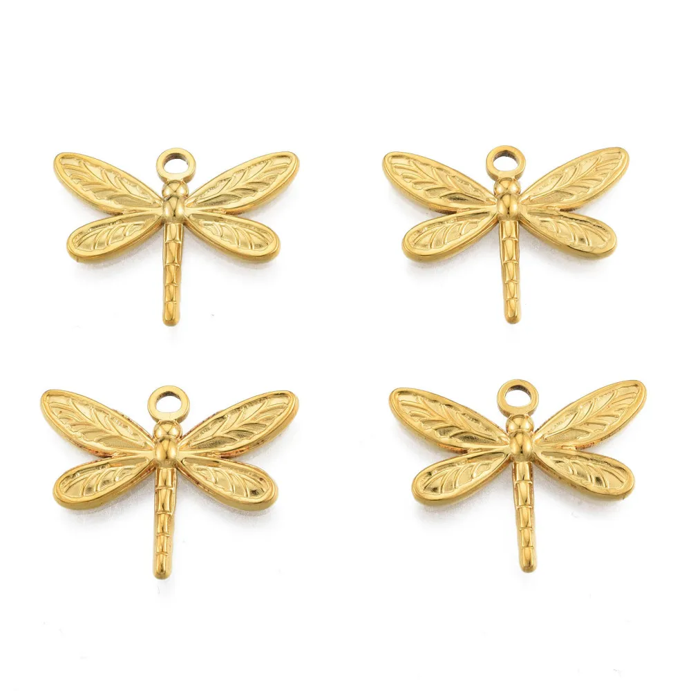 

20pcs 304 Stainless Steel Dragonfly Pendants Animal Charms for necklace jewelry making DIY Crafts Decor,20x25x2mm, Hole: 2mm