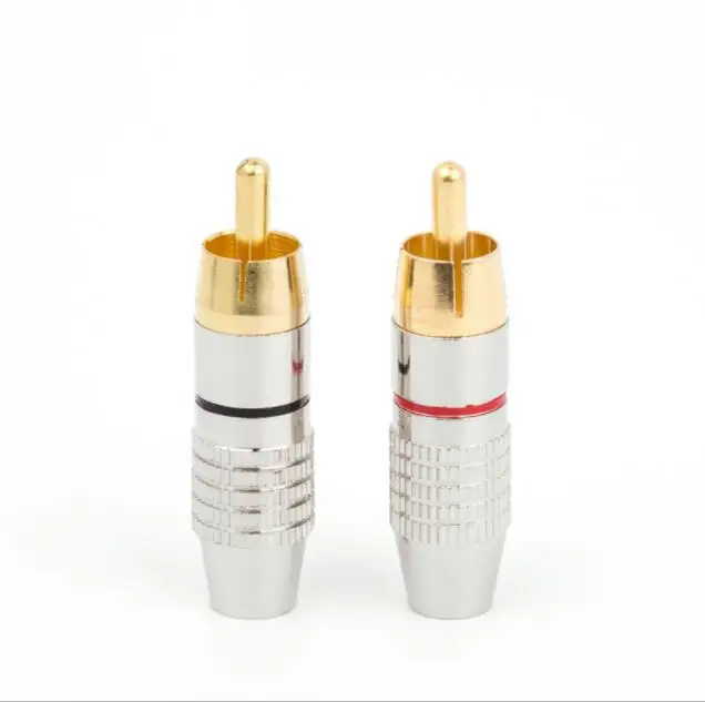 100pcs Metal soldering RCA Plug Audio Male Connector Gold Plated adapter