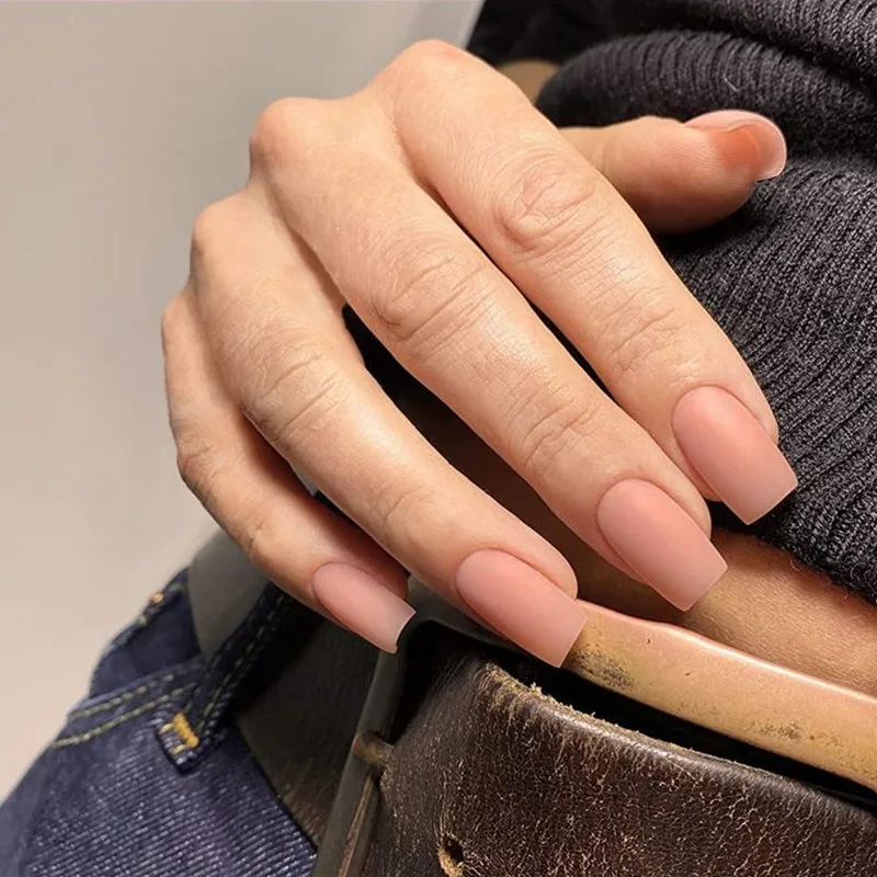 Almond Black Matte Fake Nails Wearable Press on Nails Solid Color False Nails for Women Girls DIY Manicure Daily Party Use 24Pcs