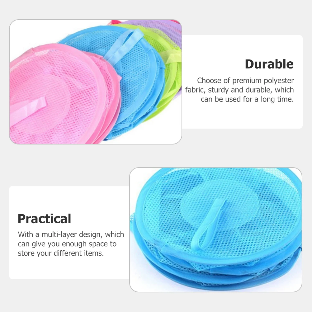 

Hanging Storage Cage Socks Bag Space Saver Laundry Basket Wall Organizer Mesh Bags Toy Grocery Hamper Multi-layer