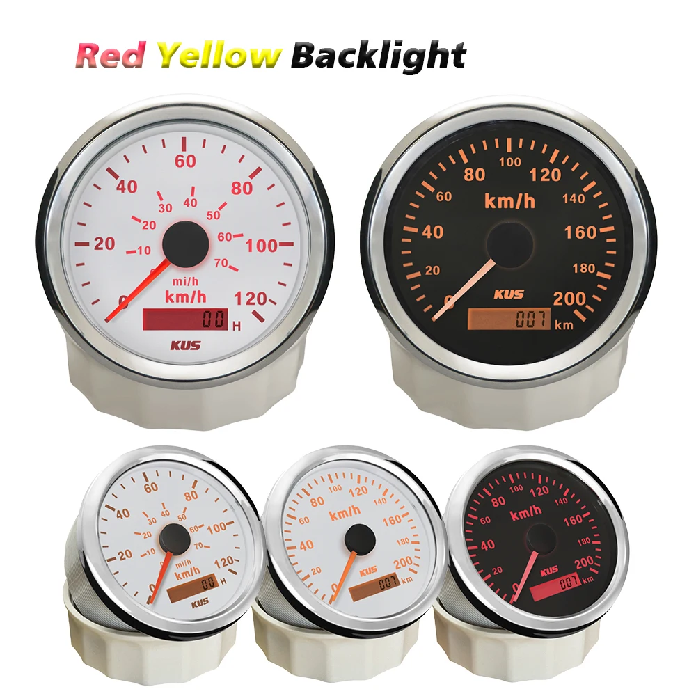 

Спидометр KUS 85 мм, 0-120 км/ч, 0-200 км/ч, одометр, 9-32 В, с подсветкой для автомобилей, мотоциклов, гоночных грузовиков