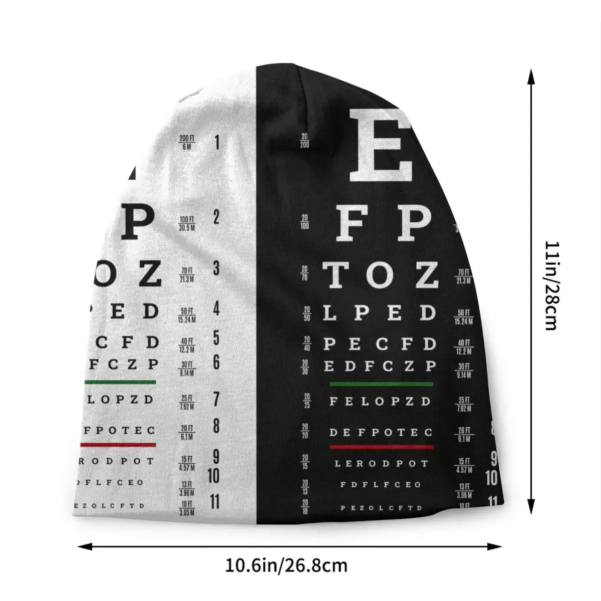 Snellen Chart Eye Test Skullies Beanies Caps Unisex Winter Warm Knitted Hat Hip Hop Optometrist Optician Bonnet Hats Ski Cap