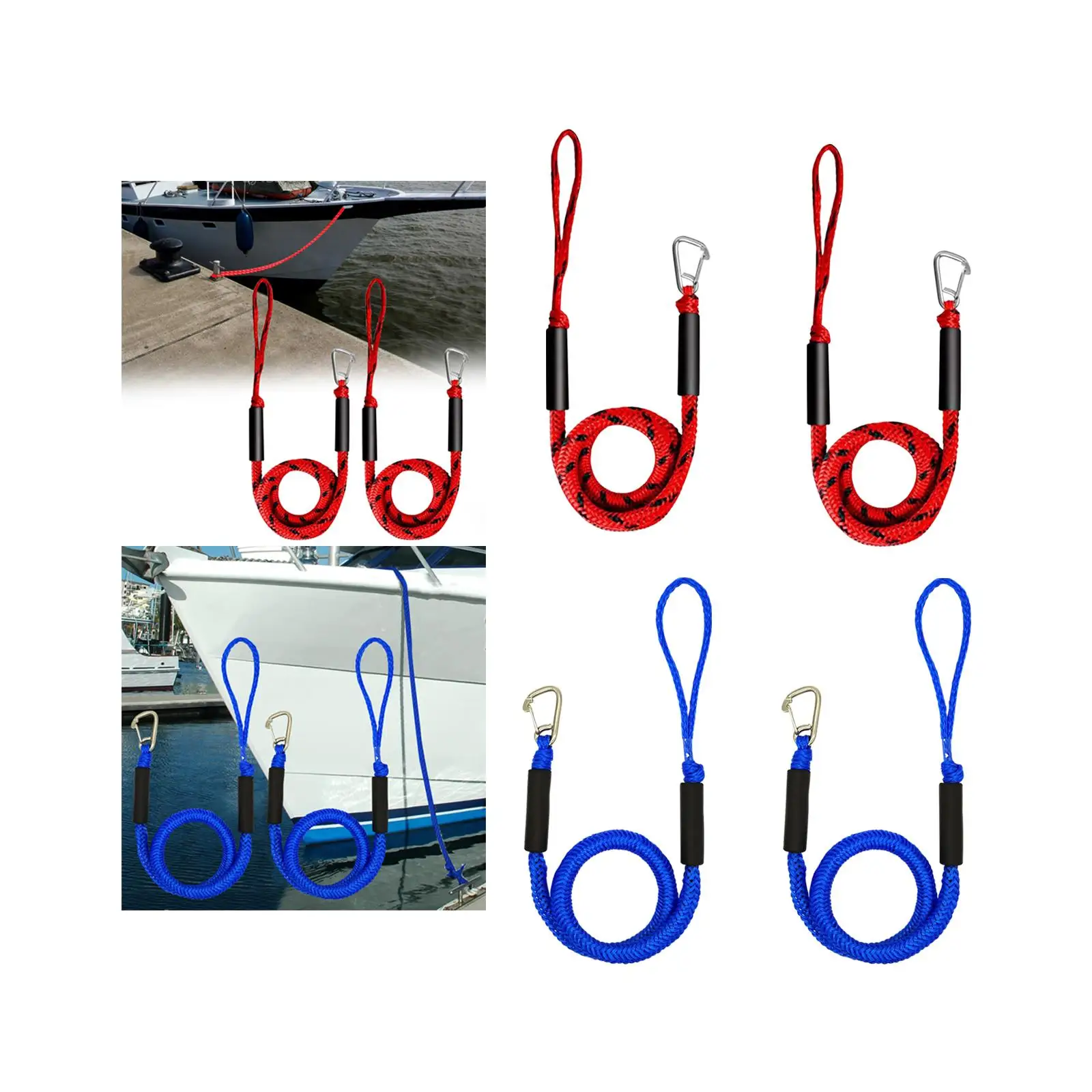 Durable Bungee Dock Line with Loop Elastic Boat Mooring Rope Shock Cord Tie Down for Docking Boat Hook and Rail Netting