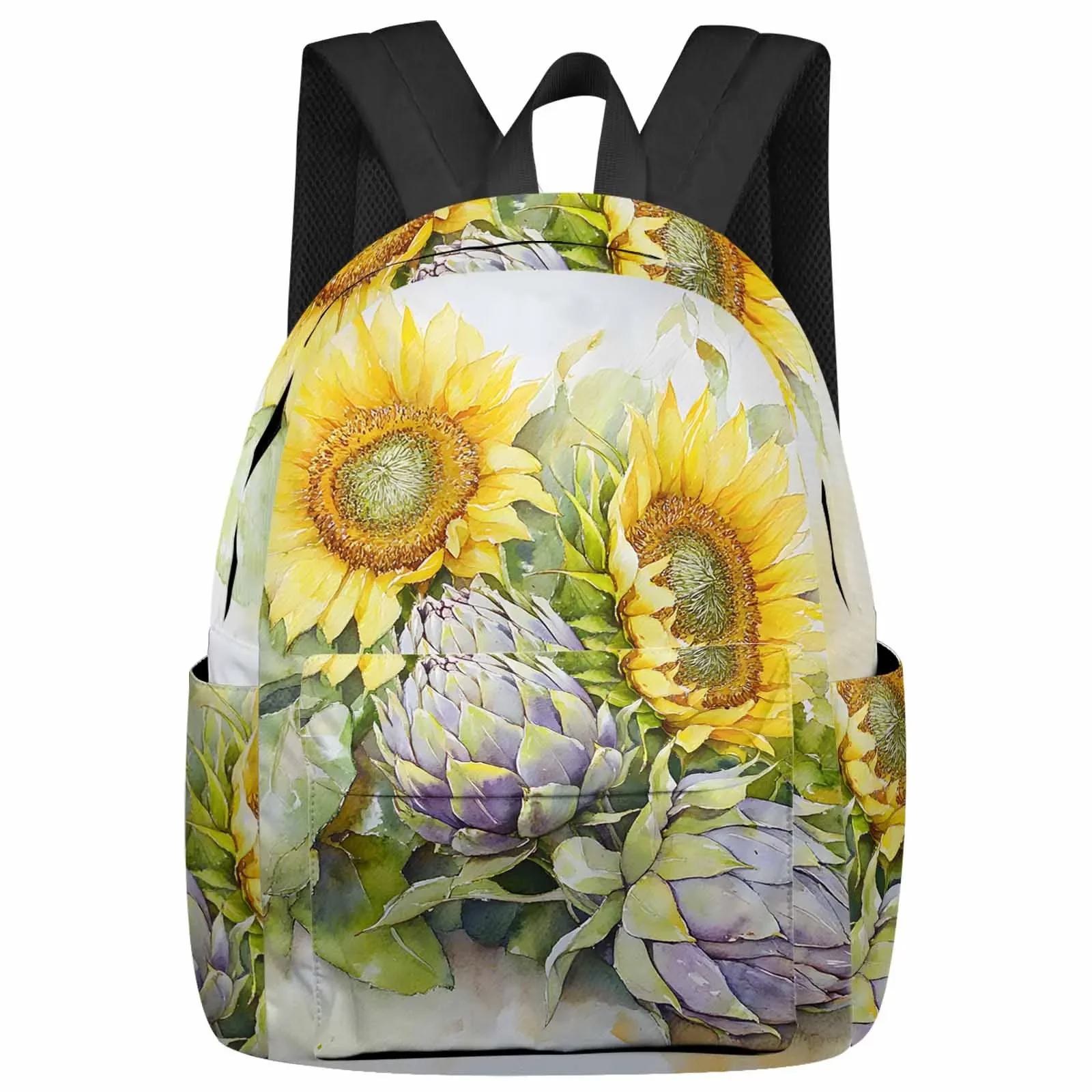 

Watercolor Summer Sunflower Flower Backpacks Teenagers Student School Bags Men Women Travel Mochila