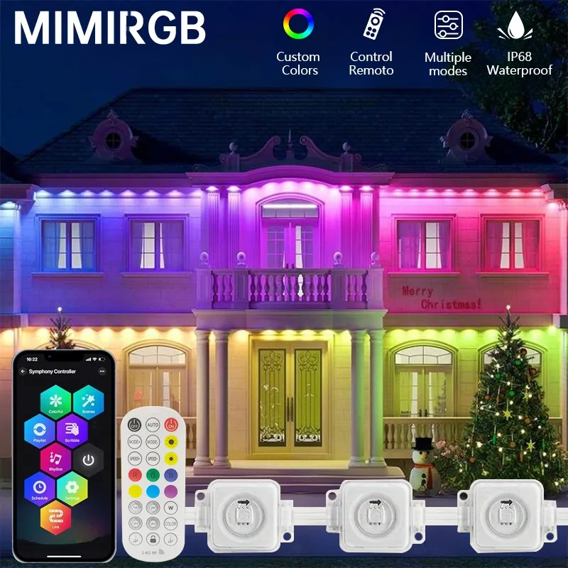 

RGB Eaves Lights 30M Постоянный уличный светодиодный светильник String Strip APP Smart DlY Автоматическая сцена Осветительные эффекты Рождественские праздники Декор
