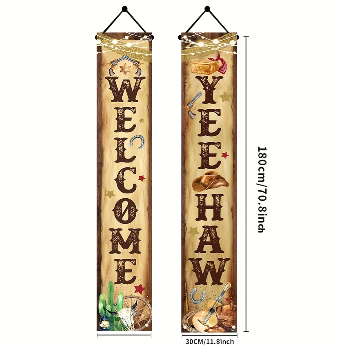 1 Pair Yeehaw Welcome Western Cowboy Party Porch Banner Festive Polyester Hanging Couplet Western-Themed Party Decorations