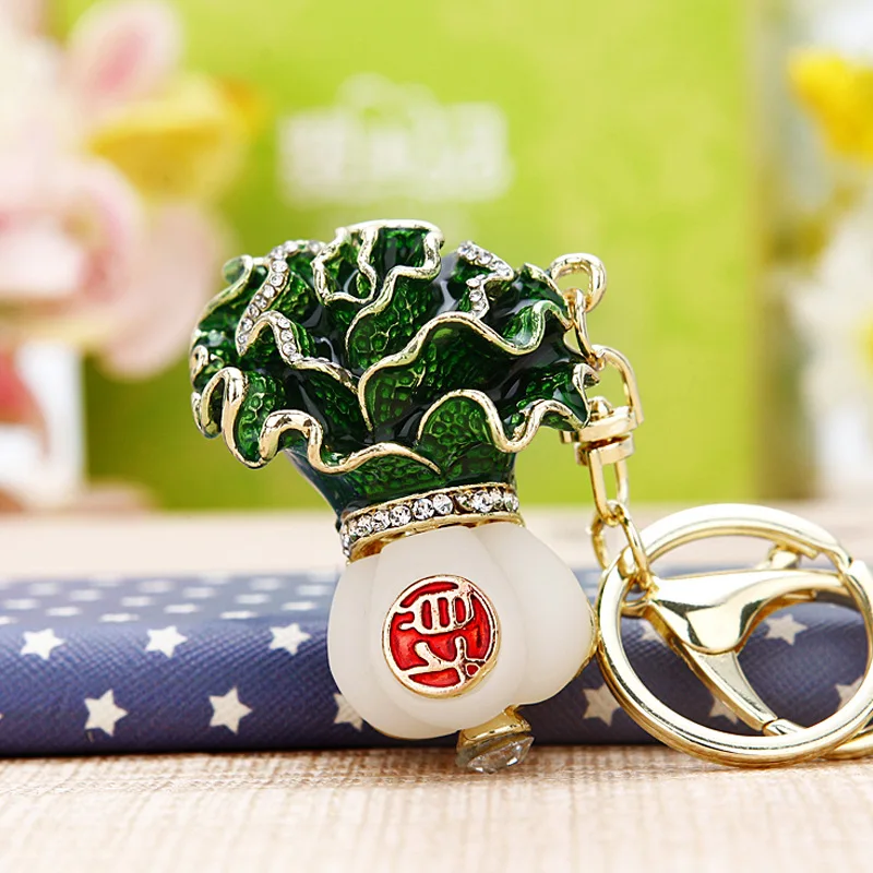 National Tide Ornament Jade Cabbage Lucky Lucky Bag Car Decoration Gift Car Pendant Keychain Charms