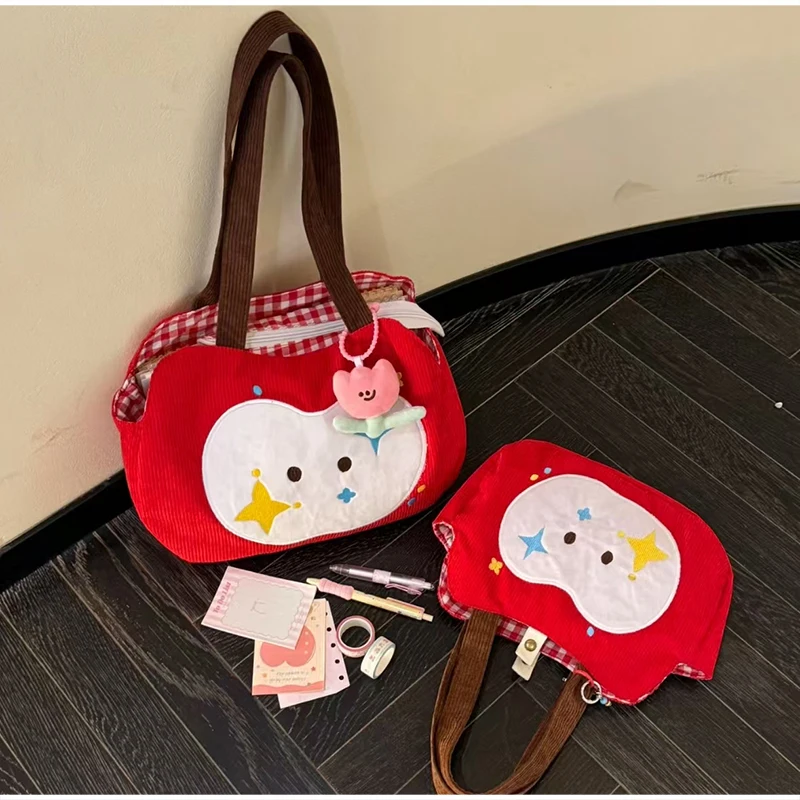Apfel-förmige Umhängetasche, Damenhandtasche, Niedliche Leichte Kompakte Tasche für Reisen, Einkaufen & Freizeitausflüge, Druckknopfverschluss – Detail 2